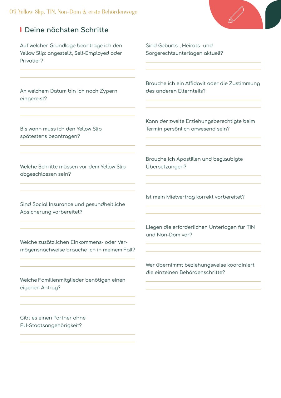 Innenseite aus dem Workbook: Übungsseite mit Fragen und Schreiblinien